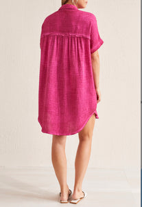 Cotton Dolman Shirt Dress - Daiquiri