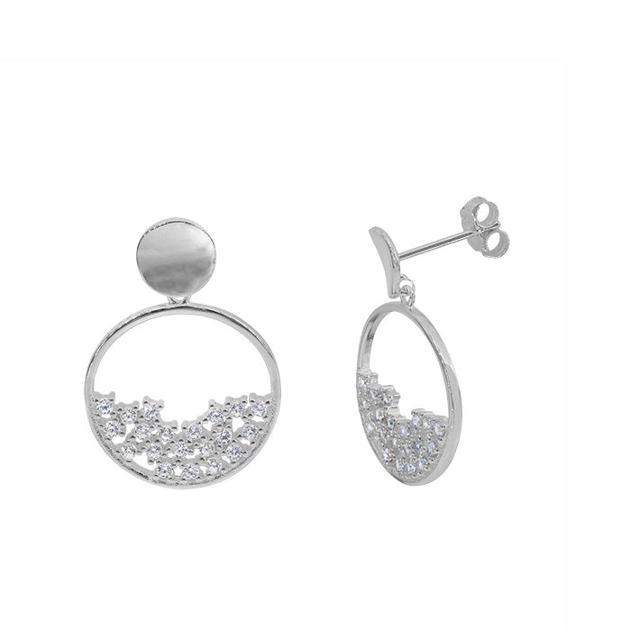 CZ Cluster in a Circle Earrings