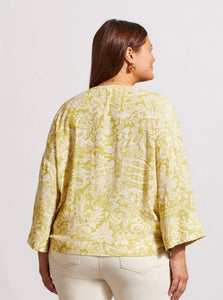 Printed Tie Front Blouse - Pear (Tribal)