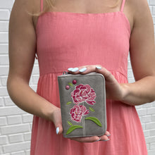 Load image into Gallery viewer, Espe Peony Sm Zip Around Wallet - Grey
