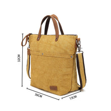 Load image into Gallery viewer, Dyed Cotton/Linen Bag w/ Leather Trim -Yellow

