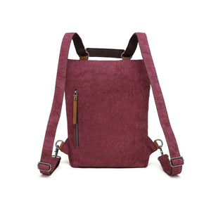 Cotton/Linen Shoulder Bag/Backpack - Burgundy (davan)