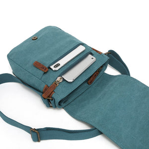 7 Pocket Canvas Shoulder Bag -Teal