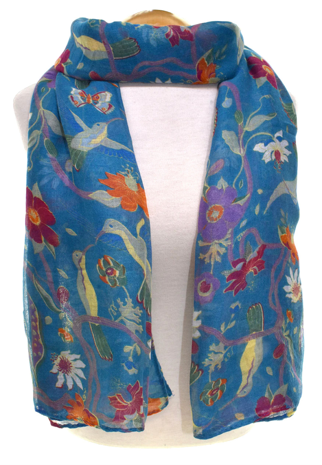 Hummingbird Garden Scarf - Teal