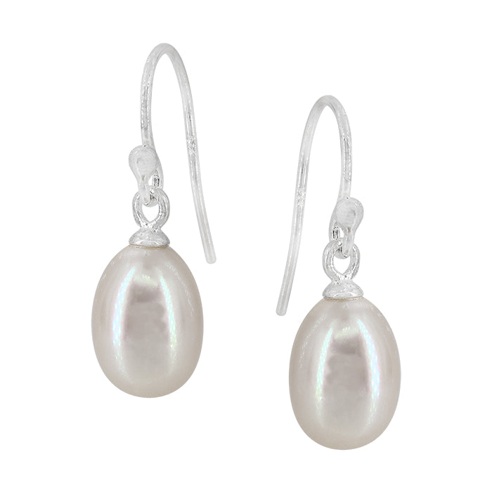 Oval Fresh Water Pearl Drop Earrings