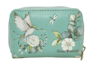 Garden Birds Change Purse - Aqua