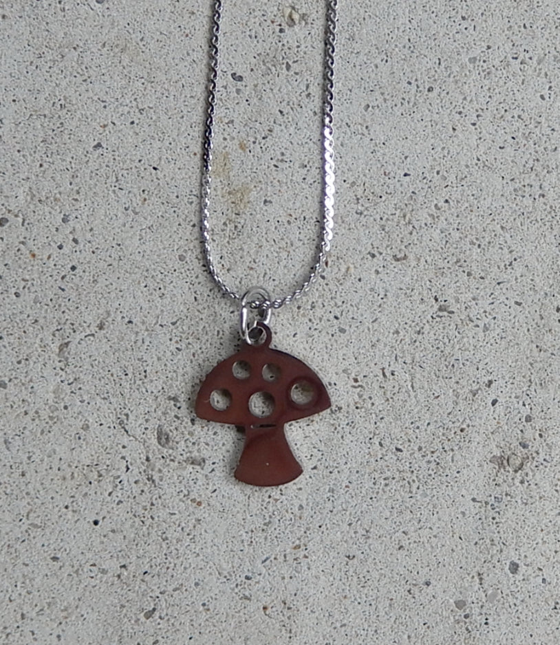 Steel Mushroom Necklace (Torched Studio)
