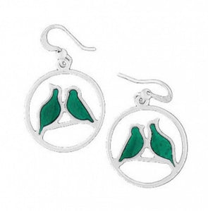 Enamel Bird Duo Earrings - blue