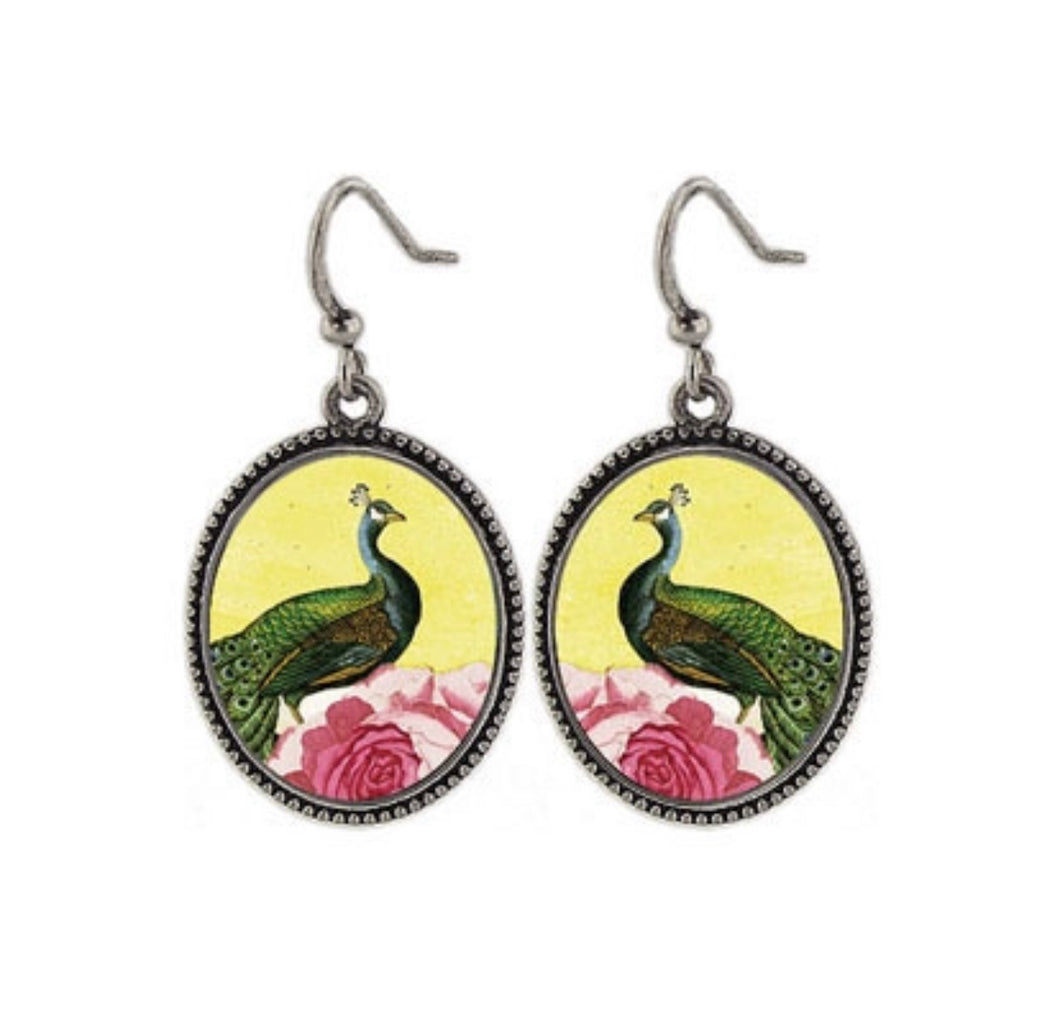 Peacock Oval Earrings