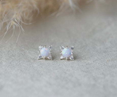 Aurora Stud - Opal/Silver Plated