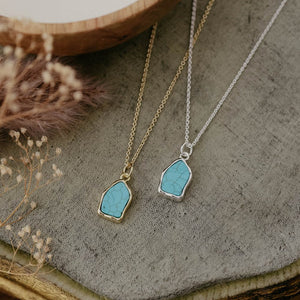 Fleck Necklace - Turquoise on gld plate