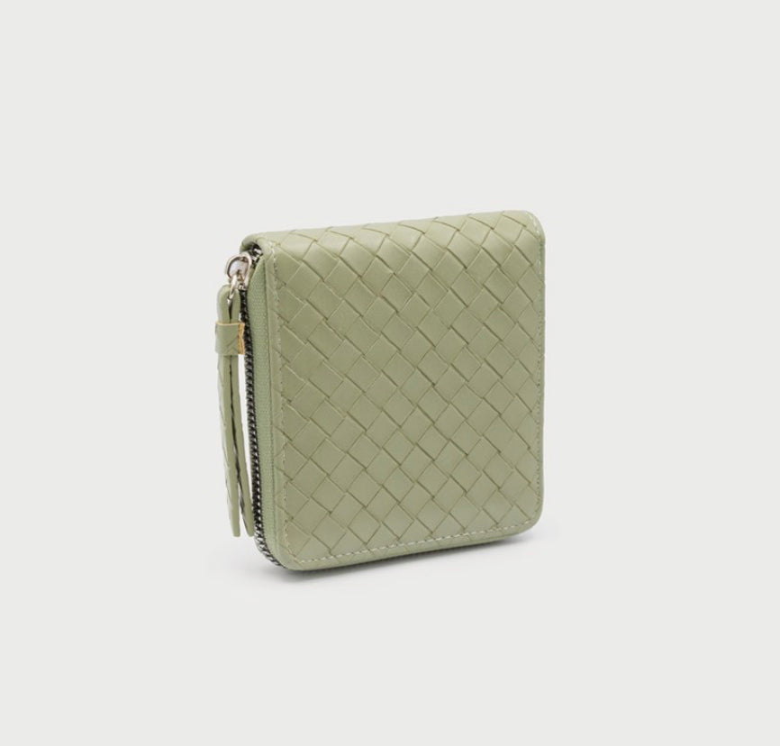 Woven Zip Around Square Wallet - Sage (Caracol)