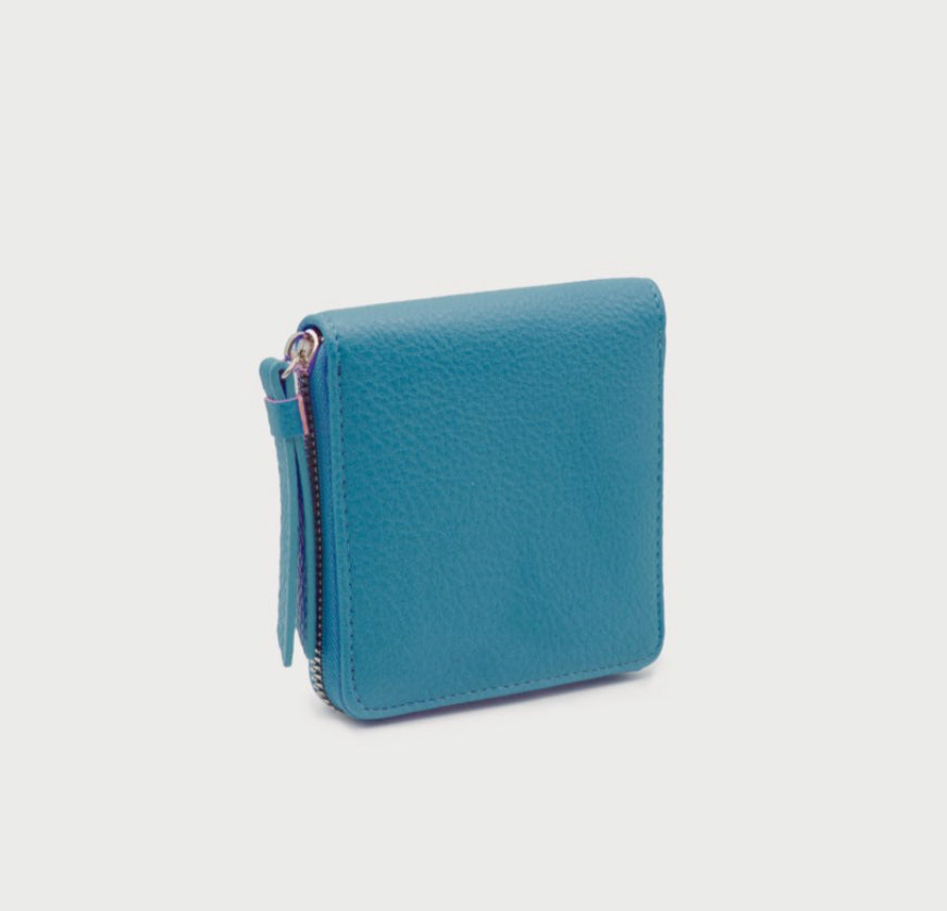 Woven Zip Around Square Wallet - Blue (Caracol)