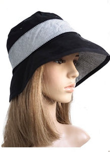 Stripe Detail Cotton Hat - Black