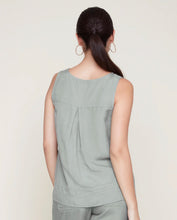 Load image into Gallery viewer, Linen Mix Tank w/ Embroidered Band Detail - Aloe (Renaur)
