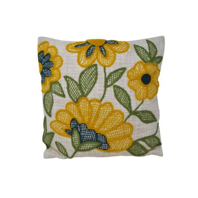 Embroidered Sunflower Cushion