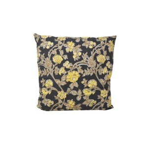 Vintage Floral Cushion - Grey/Yellow