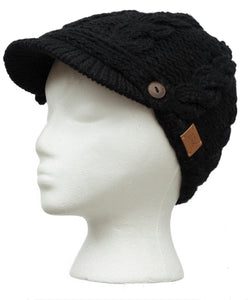 "Sherla" Cable Peak Hat - Black