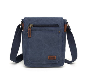 7 Pocket canvas Shoulder Bag - Blue