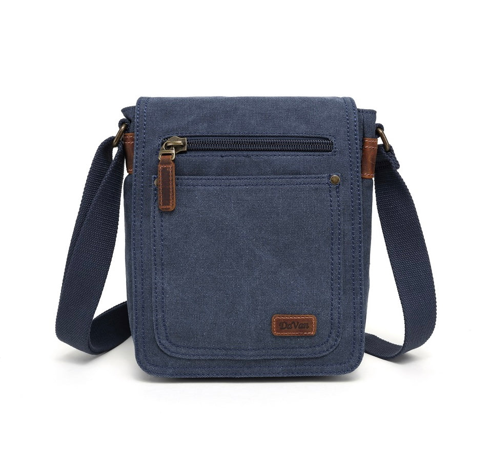 7 Pocket canvas Shoulder Bag - Blue