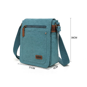 7 Pocket canvas Shoulder Bag - Blue
