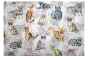 Wide Eye Cats Scarf - White