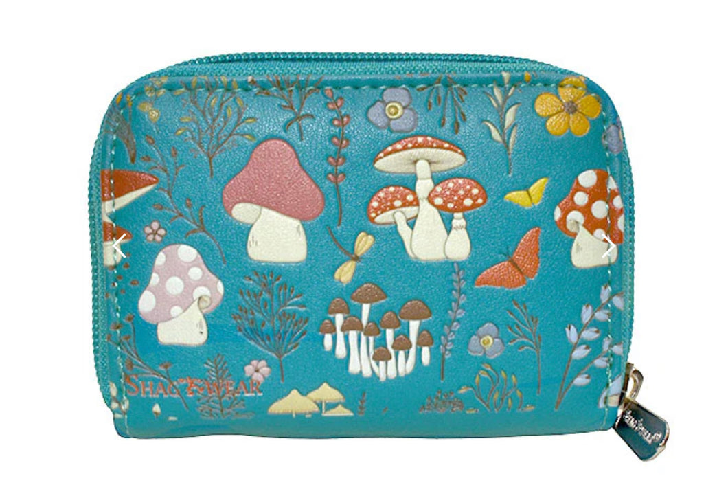 Mushroom Forest Change Purse - Teal