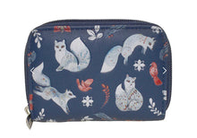 Load image into Gallery viewer, Folk Art Foxes Change Purse - Blue
