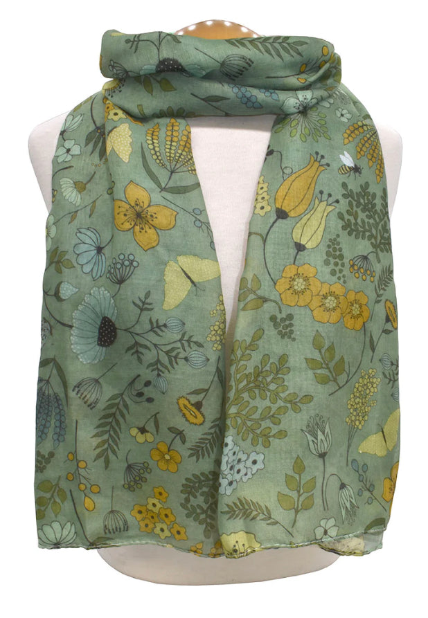 Woodland Critters Scarf - Green