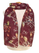 Load image into Gallery viewer, Bird on Branch Scarf - Maroon

