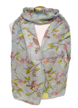 Load image into Gallery viewer, Birds &amp; Branches Scarf - Grey
