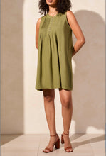 Load image into Gallery viewer, Sleeveless Linen Dress w/ Pleats - Loden (Tribal)
