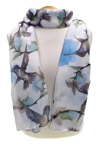 Large Hummingbird Scarf - Blue