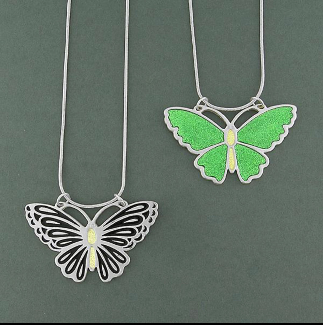Reversible Butterfly Necklace - black