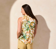 Load image into Gallery viewer, Linen Mix Frill Neck Top -Aloe (Tribal)
