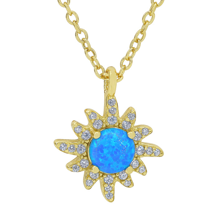 CZ Star Necklace - gold plated emulated opal