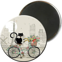 Load image into Gallery viewer, Cat on Bike Magnet
