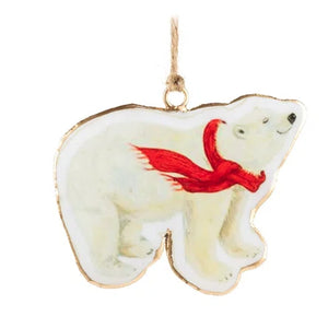 Polar Bear In Scarf Metal Ornament