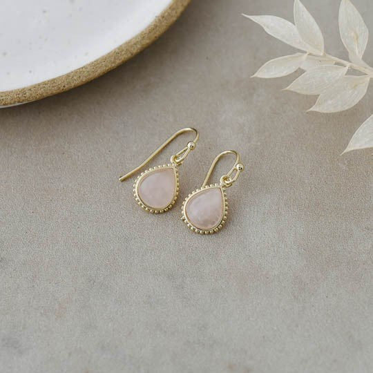 Paris Earring - Gold Plt/Rose Quartz