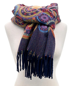 Dots & Circles Jaquard Scarf - Navy