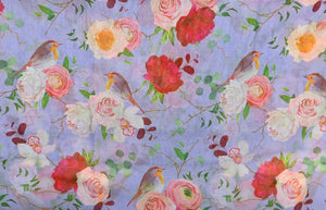 Floral Bird Scarf - Purple