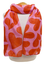 Load image into Gallery viewer, Large Hearts Scarf Pink/Red
