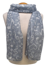 Load image into Gallery viewer, Music Love Notes Scarf - grey
