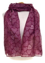 Load image into Gallery viewer, Maroon Hearts Scarf
