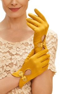 Powder Suki Faux Suede Gloves - Mustard