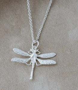 Damselfly Necklace - Silver Plated