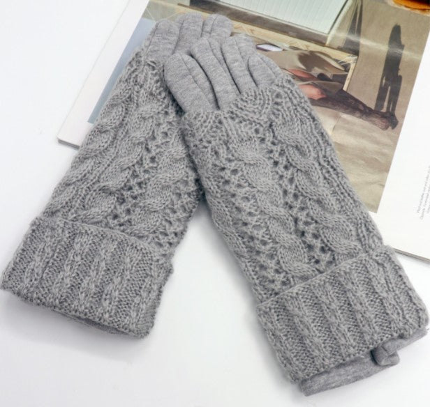 2 Piece Cable Knit Glove - Grey