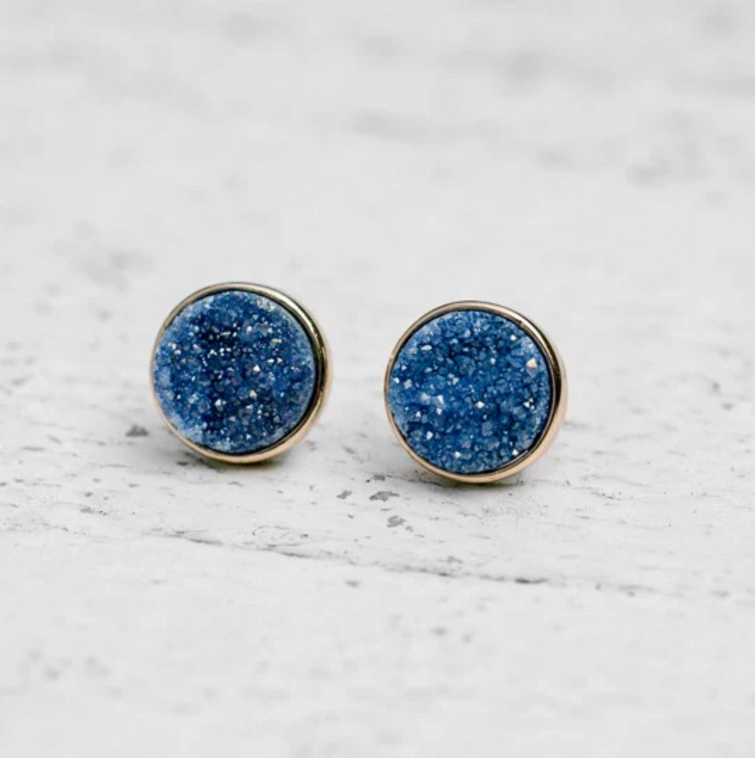 Moon Glow Druzy Studs - Gold Plate (Wild Abandon)