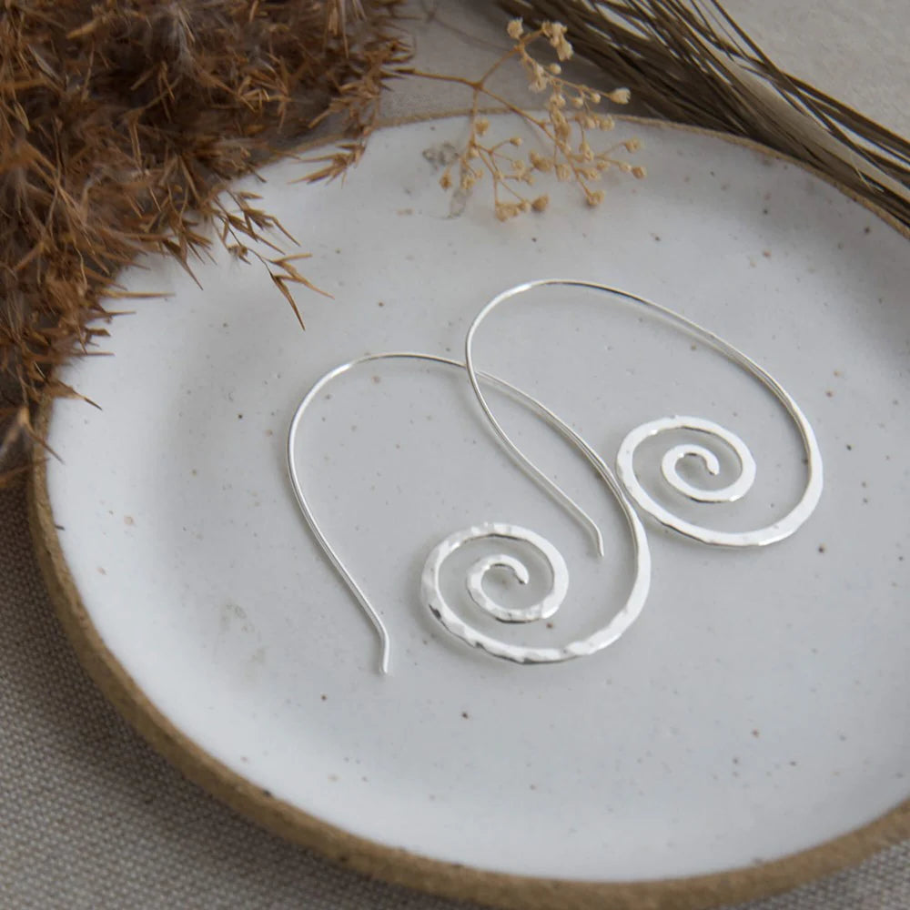 Spiral Hoops - Silver Plated