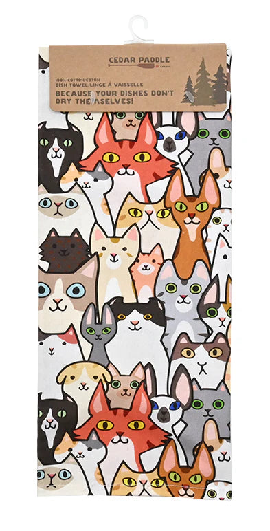 Cat Crowd Cotton Tea Towel